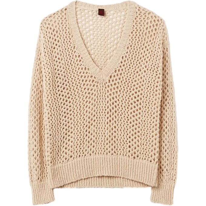 Oversized V-hals pull voor dames Stefanel Openwork