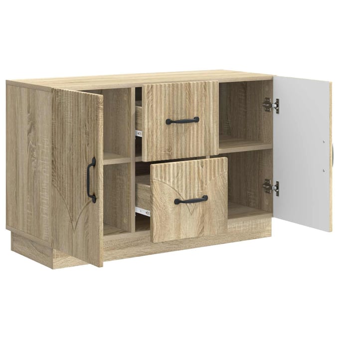 vidaXL - Dressoir - Sonoma - Eiken - 89 - x - 34,5 - x - 57 - cm - Bewerkt - hout