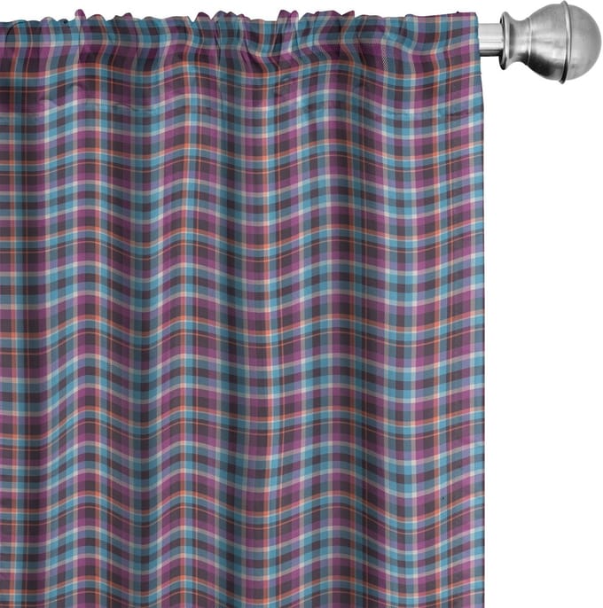 ABAKUHAUS Geruit Gordijnen – 2x75x245 cm – Microvezel – Semi-donker
