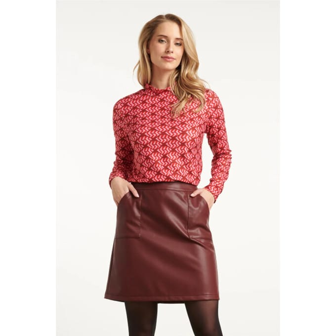 Smashed Lemon Stretchstof lippenprint top in rood en roze |