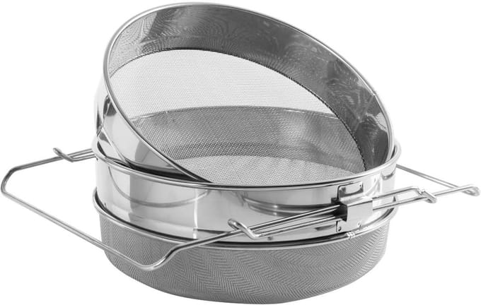HunterBee Honey Stainless Steel Double Bee Sieve Honey Rubble Strainer Filter Beekeeping Extract Tools