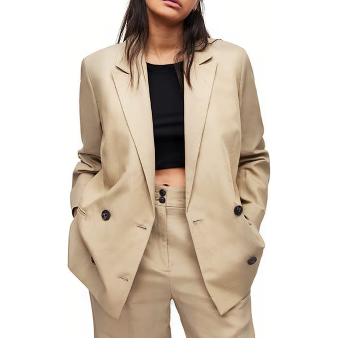 AllSaints Petra Blazer Light Beige Größe: 40 | Blazer Outlet | Damen | Braun