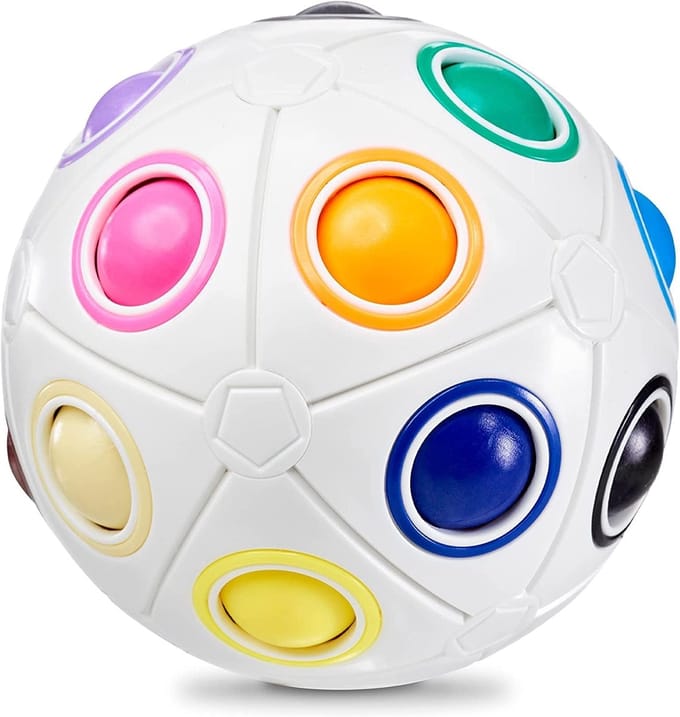 Regenboogbal Puzzel - Hersenkraker Bal - Logisch Denken - 19 Kleurenballen - 9 cm Diameter - Multicolor