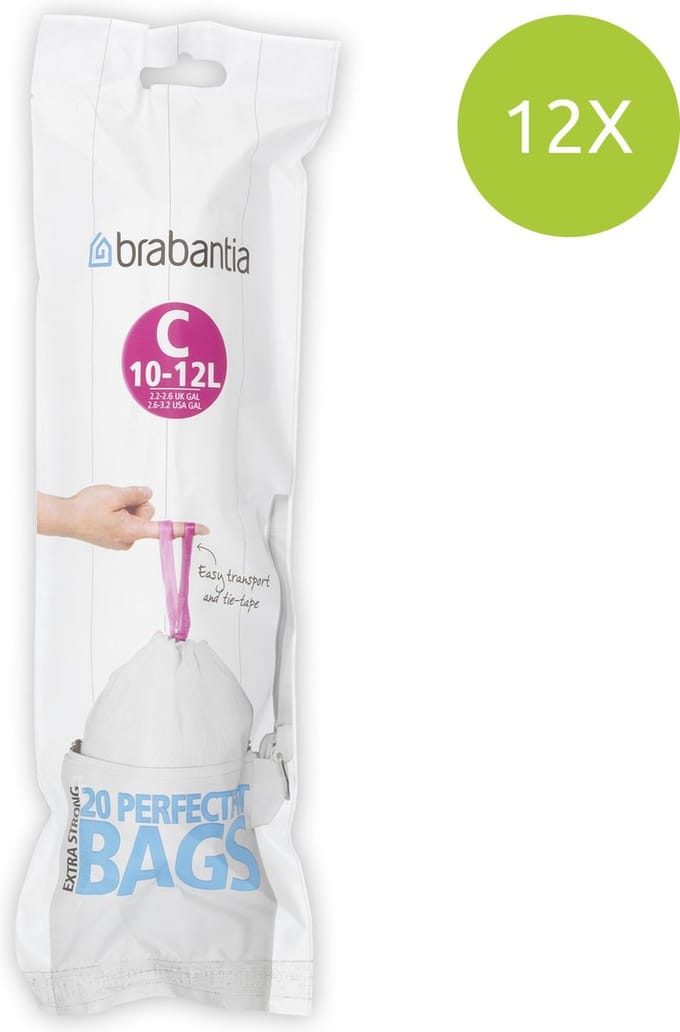 Brabantia Perfect Fit Afvalzakken 10/12 l - Code C - set van 12 rollen x 20 stuks