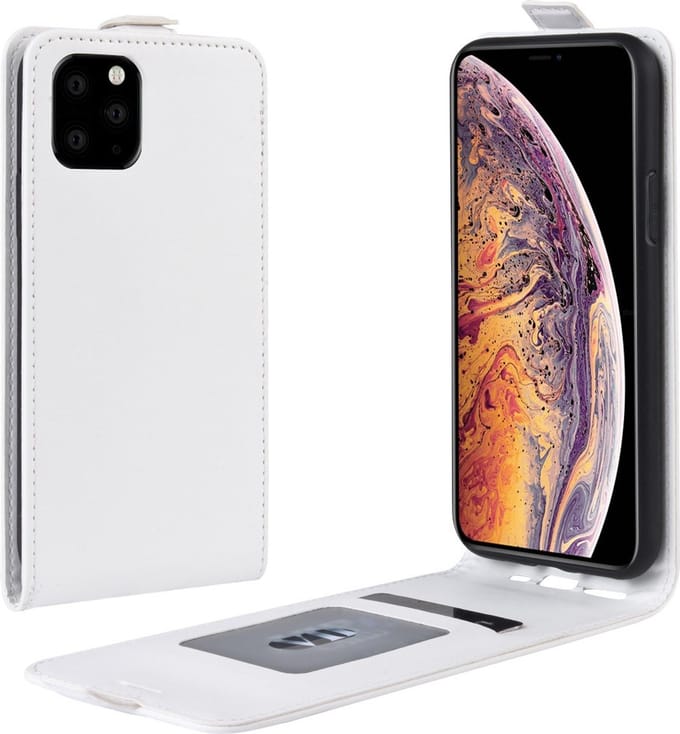 Peachy Verticale Flip kunstleer wallet hoesje geschikt voor iPhone 11 Pro Max case - Wit