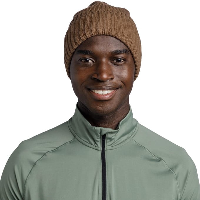 Buff gebreide fleece muts muts, unisex bruine pet One size bruin
