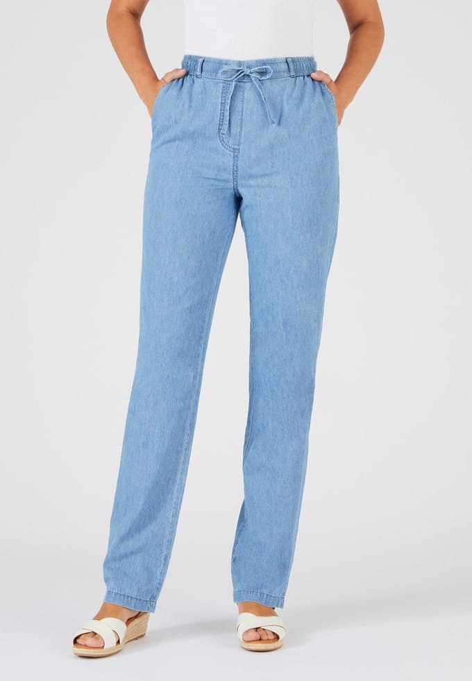 Damart - Chambray broek - Dames - Blauw - 36