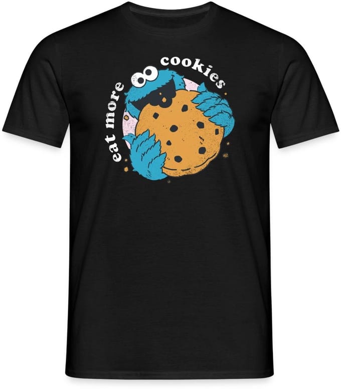 Sesamstraat Koekiemonster Eet Meer Koekjes T-Shirt Heren