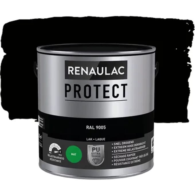 Renaulac Houtlak Protect - Mat - Gitzwart Ral 9005 - 2,5l