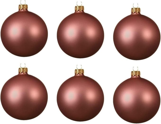 Decoris kerstballen - 6x - oudroze - 8 cm - glas - mat - velvet - kerstversiering