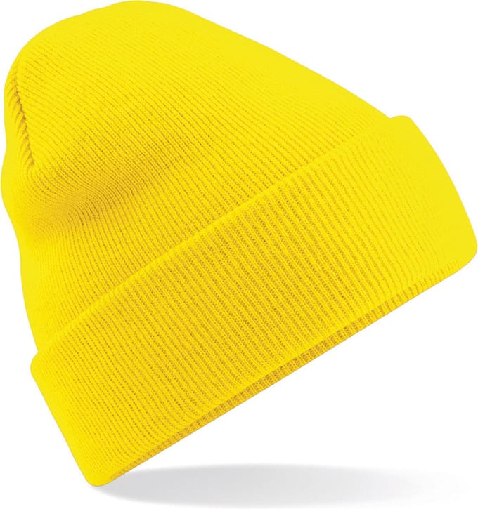 Beechfield basic winter muts/beanie geel acryl voor volwassenen - Winter Essentials/accessoires