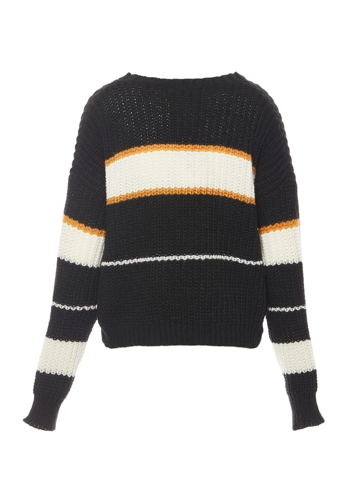 Mymo Jumper Dames ZWART GEBROKEN WIT ORANJE