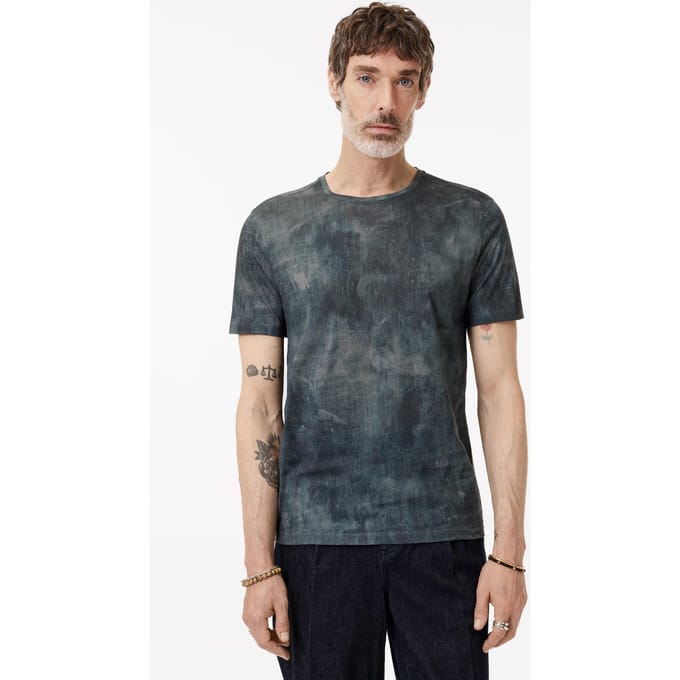 John Varvatos Patino Regular Fit Ss Crew With Digital Lake Blue Größe: S | Basic T-Shirts Outlet | Herren | Blau