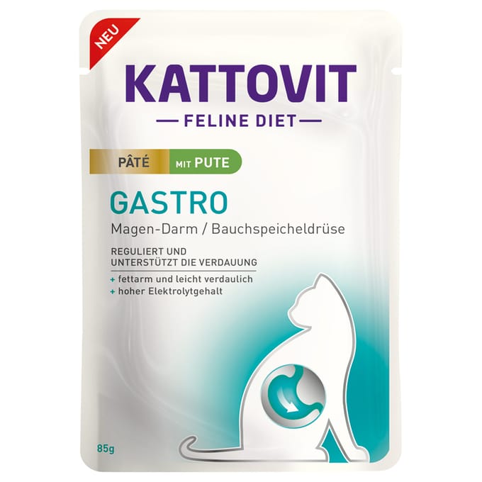 10x 85g Kattovit Gastro Paté met kalkoen, nat kattenvoer