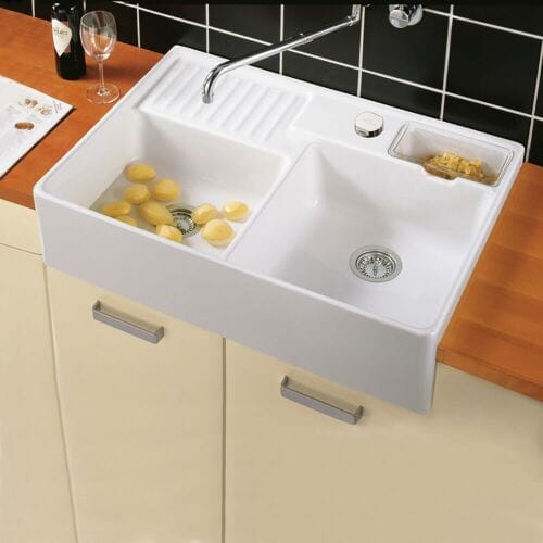 Villeroy & Boch Spoelbakken - Keramische spoelbak 90x63 cm incl. afvoergarnituur, CeramicPlus, alpine wit 632392R1