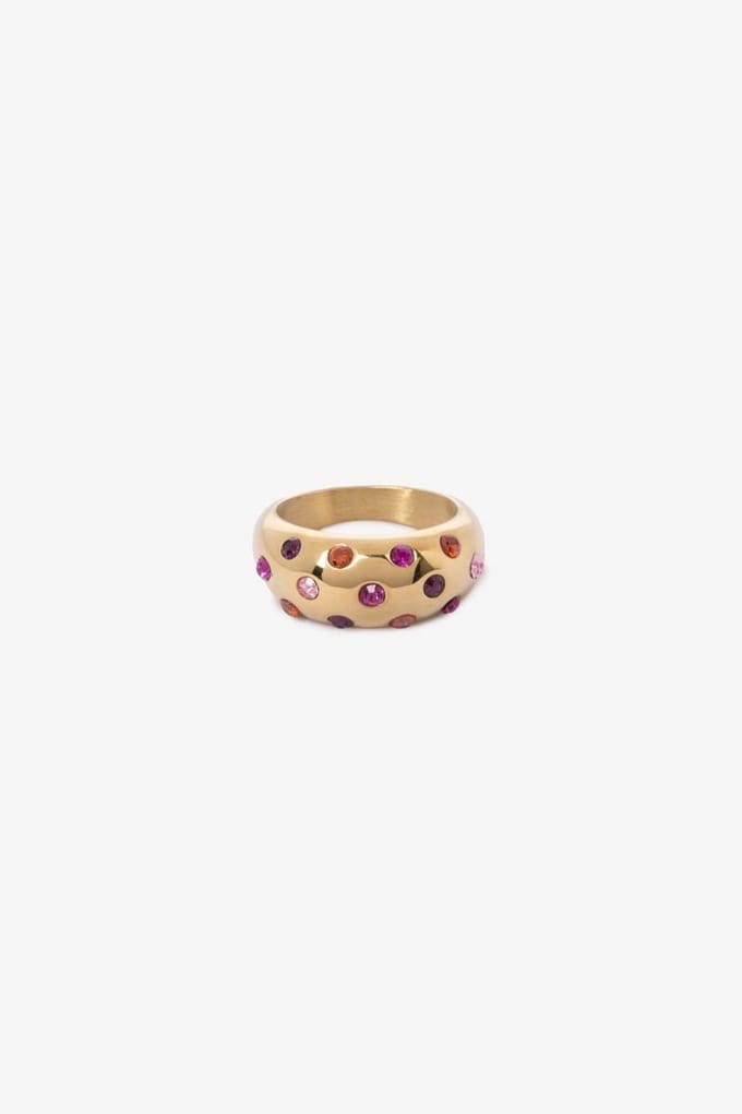 Sissy-Boy - Gold plated ring met steentjes