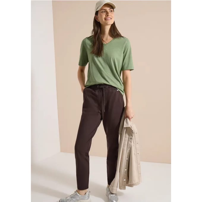 Broek met Mid Waist-taille en smalle pijpen in casual pasvorm