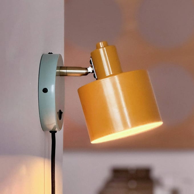 Dyberg Larsen wandlamp Ocean, curry/turkoois, uitsteek 21 cm