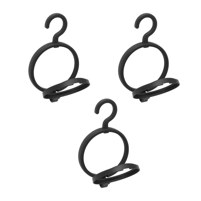 3 Pièces Support à Perruque Suspendu Gain de Place Portable Plastique Cintre d'Exposition pour Perruque pour Maison Voyage Noir black