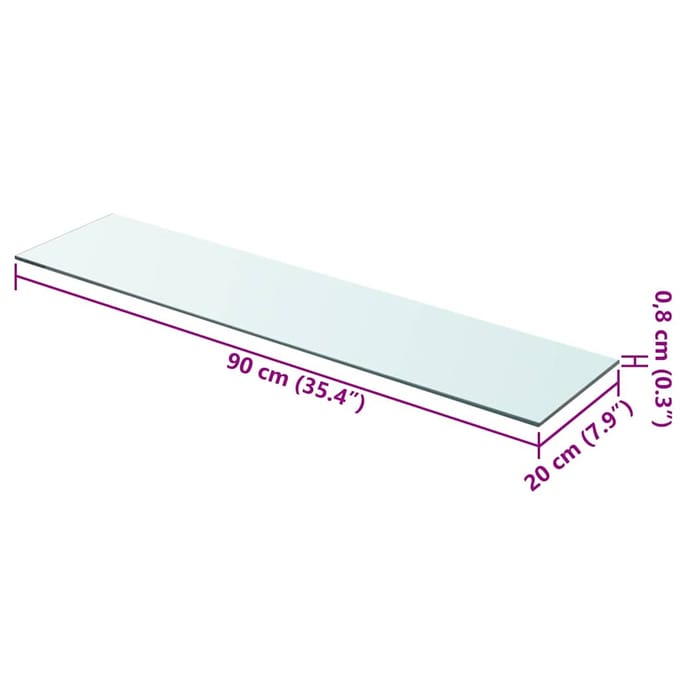 vidaXL - Wandschap - transparant - 90x20 - cm - glas