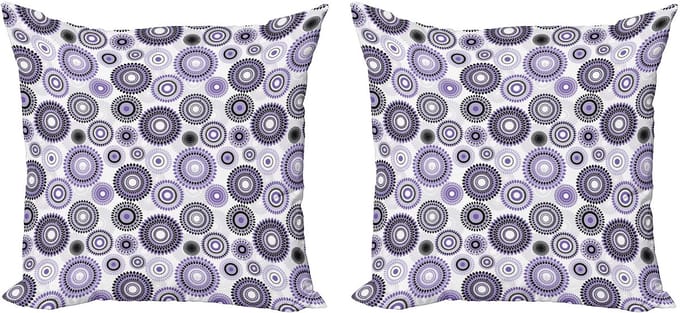 ABAKUHAUS Paarse en zwarte kussensloopset (2 stuks), Mandala, 50 cm, Paars Zwart Wit