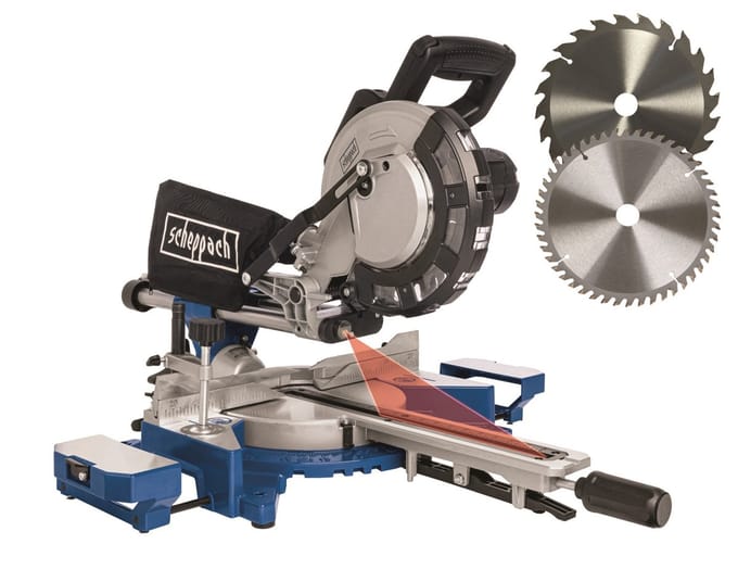 Scheppach Kap- en trekzaag HM216 - 2000W | 216mm | Laser | 2 zaagbladen