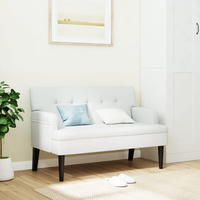 vidaXL - Bankje - met - rugleuning - 112x65,5x75 - cm - kunstleer - wit