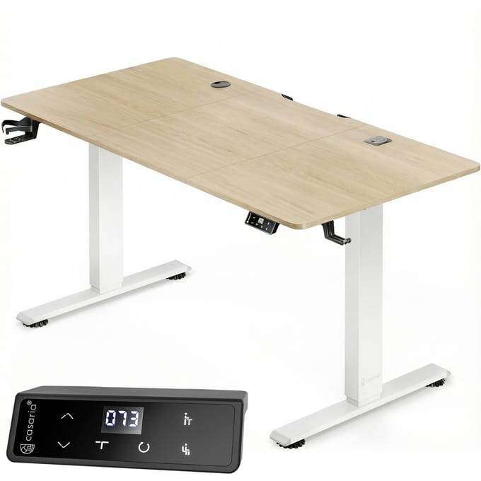 Casaria Zit sta bureau - Elektrisch Verstelbaar USB 140x60cm – Beige