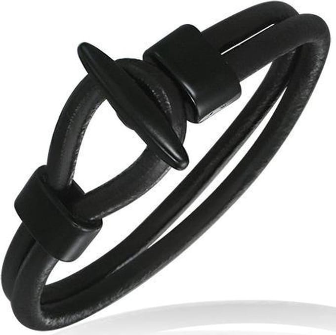 Amanto Armband Djori Black - Leer - Haak - 10mm - 22cm