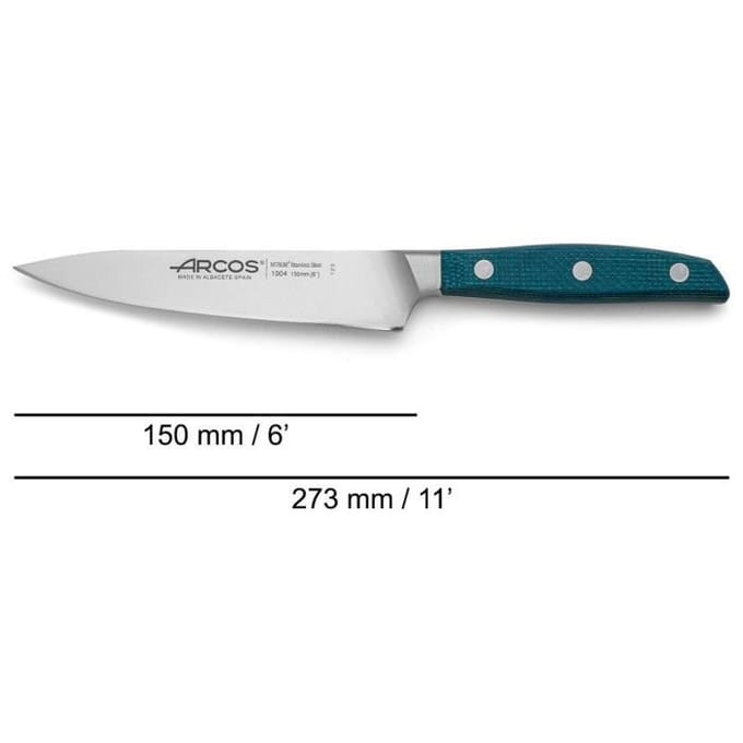 Coffret 3 couteaux - ARCOS - Brooklyn - Lames NITRUM® - Manches Micarta bleu - 100/150/190 mm