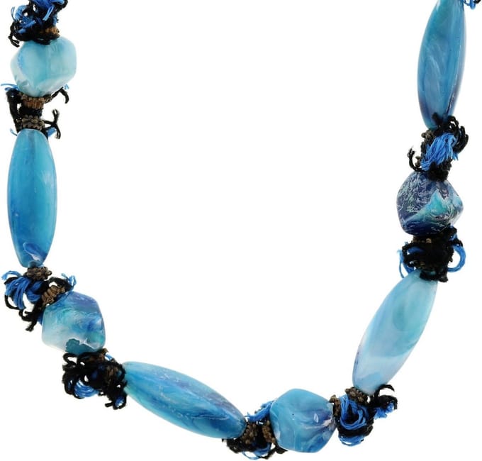 Behave - Lange blauwe ketting met stenen - 116 cm