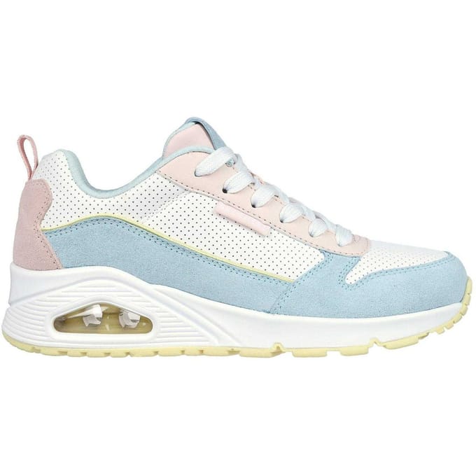 Skechers Dames Uno Stand On Air Suède Sneakers (Lichtblauw/Roze)