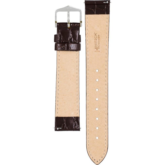 Hirsh Horlogeband Crocograin Donkerbruin - Leer - 18mm