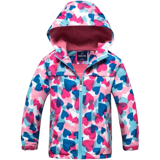 Veste coupe-vent coupe-vent pour enfants, imprimé Floral, manteau à capuche, fermeture éclair, vêtements d'extérieur, automne hiver S blue