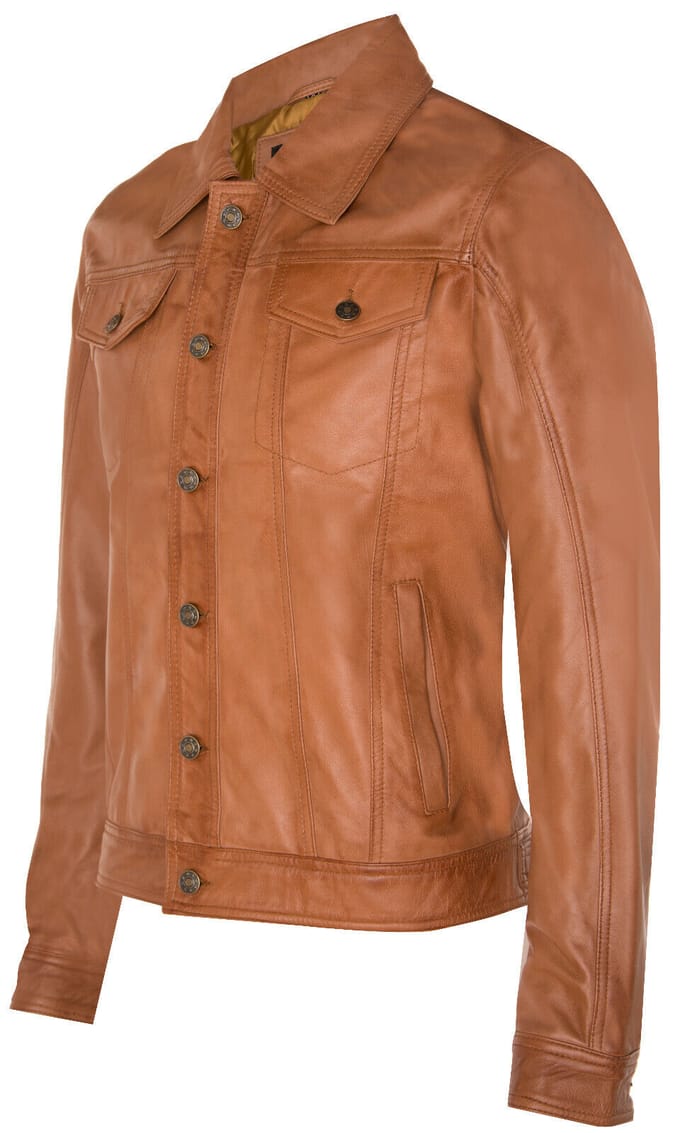 Trucker slim-fit leren overhemd-jeansjack