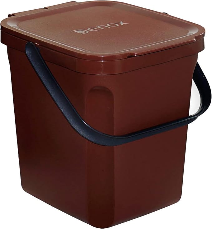 Compostbak Keuken 10 Liter Bruin - Afvalemmer met Deksel en Geurfilter