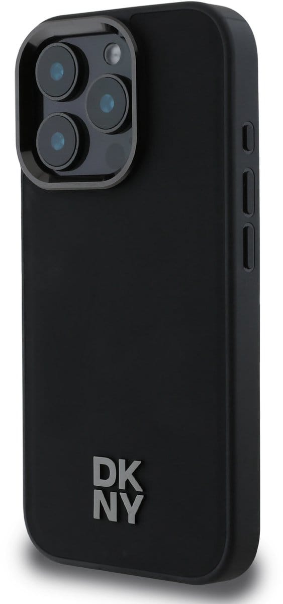 DKNY - Backcover iPhone 16 Pro Max - PU Leather Stack Logo Magsafe - Zwart