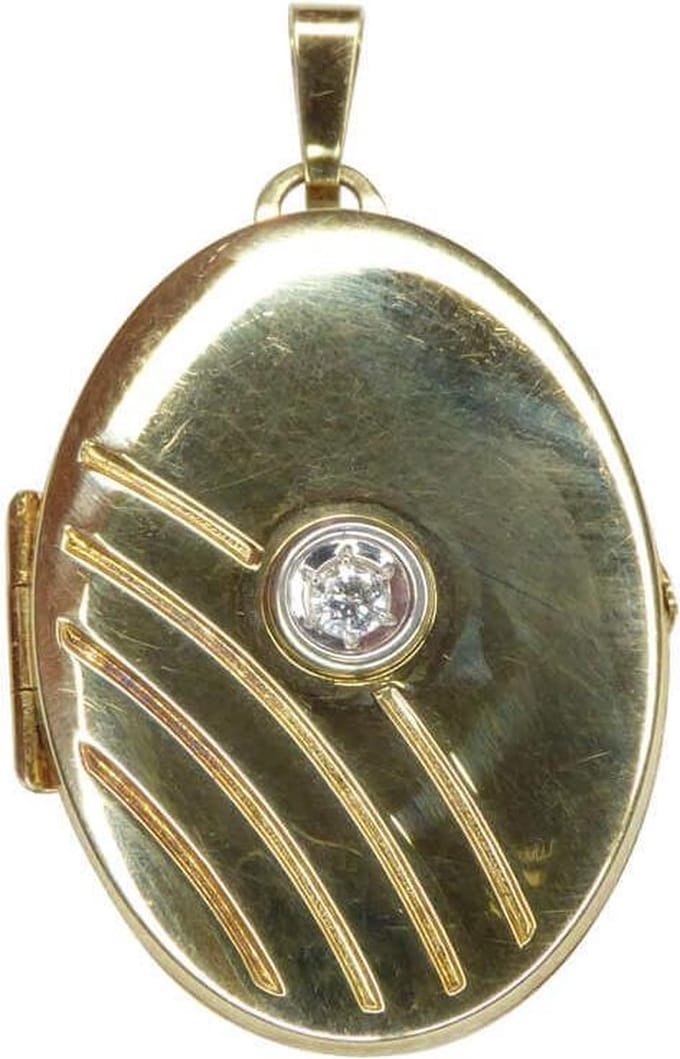 Geel gouden medallion met zirkonia