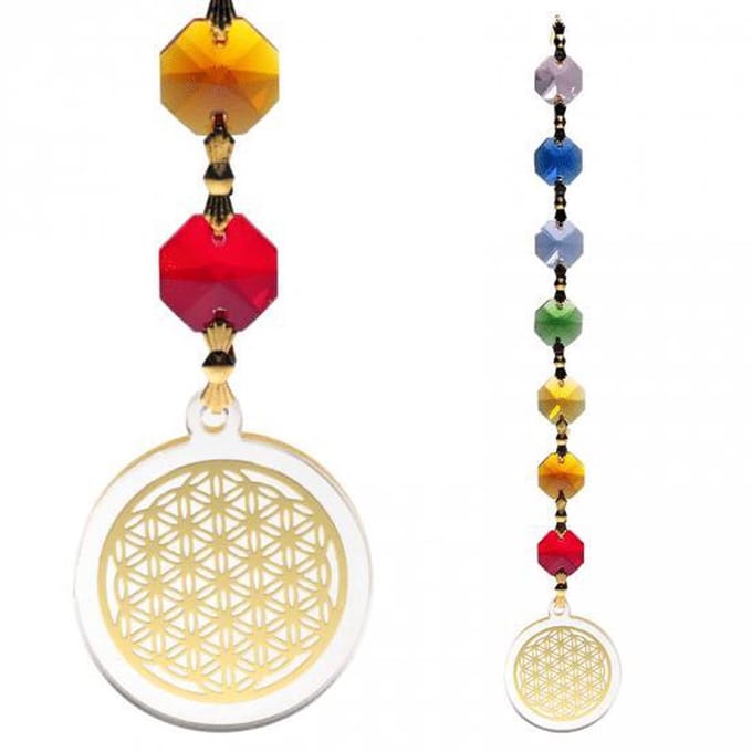 Feng Shui - Bloem des Levens hanger goudkleurig - 20 cm - L