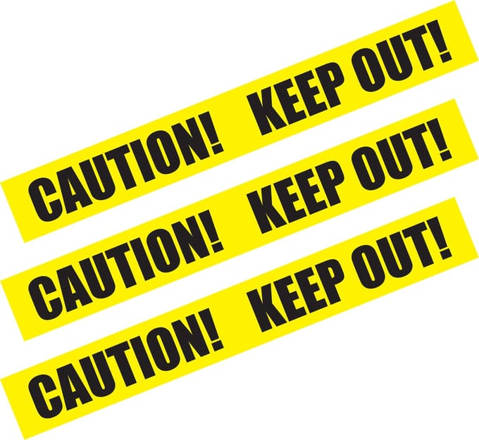 Markeerlint/afzetlint - 3x - Caution! Keep out! - 6m - geel/zwart - kunststof