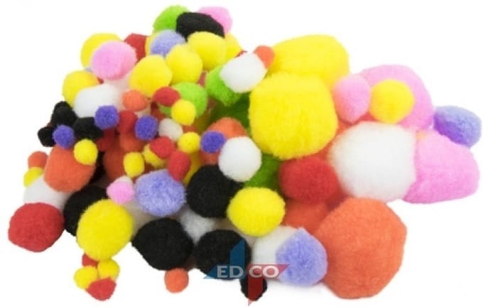 Rayher Pompons - 200x stuks - gekleurd - knutselen - pluche - verschillende formaten