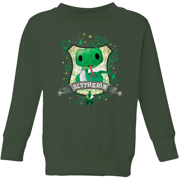 Harry Potter Kids Slytherin Crest kindertrui - Donkergroen - 98/104 (3-4 jaar)