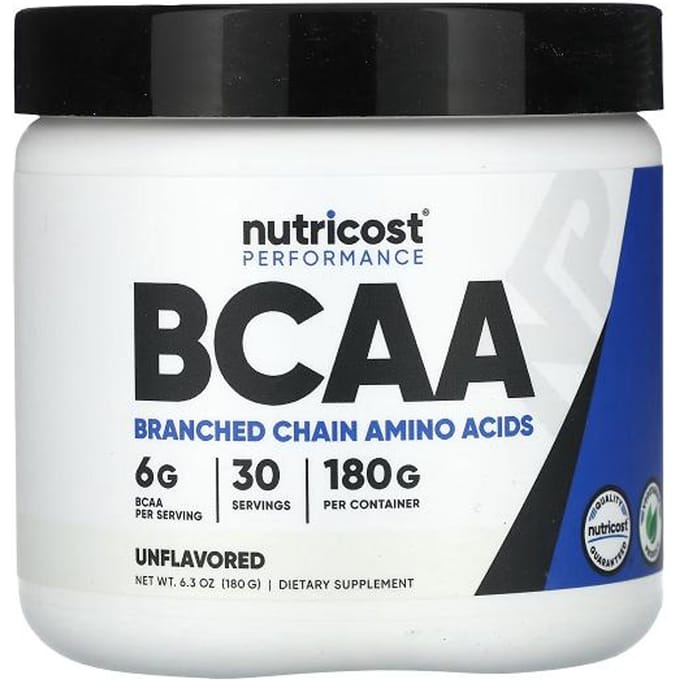 Nutricost, Atletische Prestaties, BCAA, Ongezoet, 178 g (180 g)
