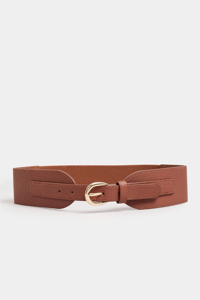 Yours Brede Tailleriem Van Imitatieleer Met Stretch In Bruinsize 52-54