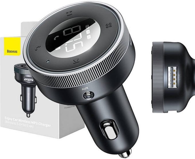 Baseus - FM-transmitter - MP3-speler - LED - 2x USB - Bluetooth - Zwart