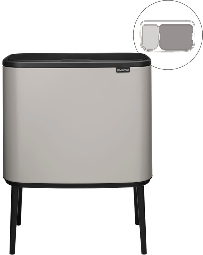 Brabantia Bo Touch Bin Prullenbak - 11 + 23 liter - Afvalscheiding - Soft Grey
