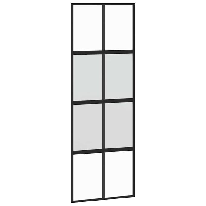 vidaXL - Schuifdeur - 76x205 - cm - gehard - glas - en - aluminium - zwart