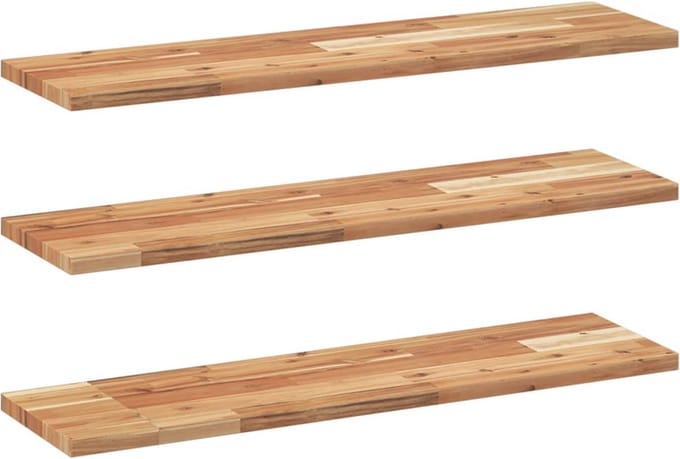 vidaXL - Wandschappen - 3 - st - zwevend - olieafwerking - 100x20x2 - cm - acaciahout
