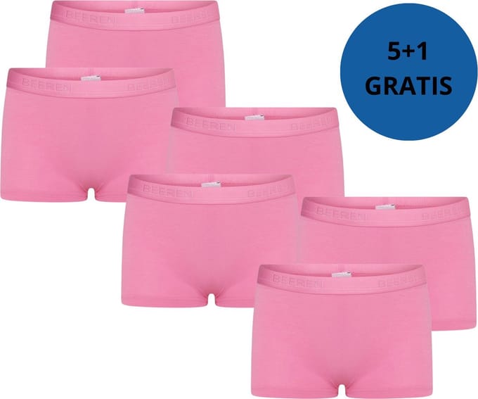 Beeren bodywear Meisjes Boxer Comfort Feeling 6-pack Roze maat 146/152