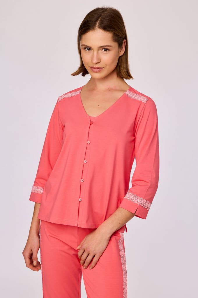 Woody Dames pyjama rood roos - maat M